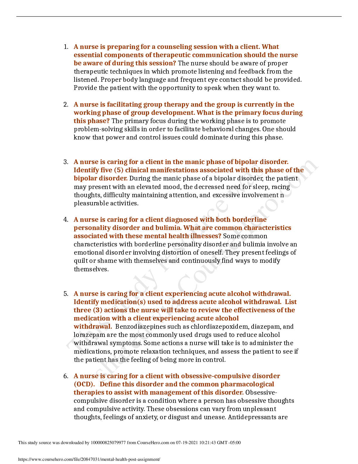 Preview image of ENVT 2560 Mental Health Post Assignment document